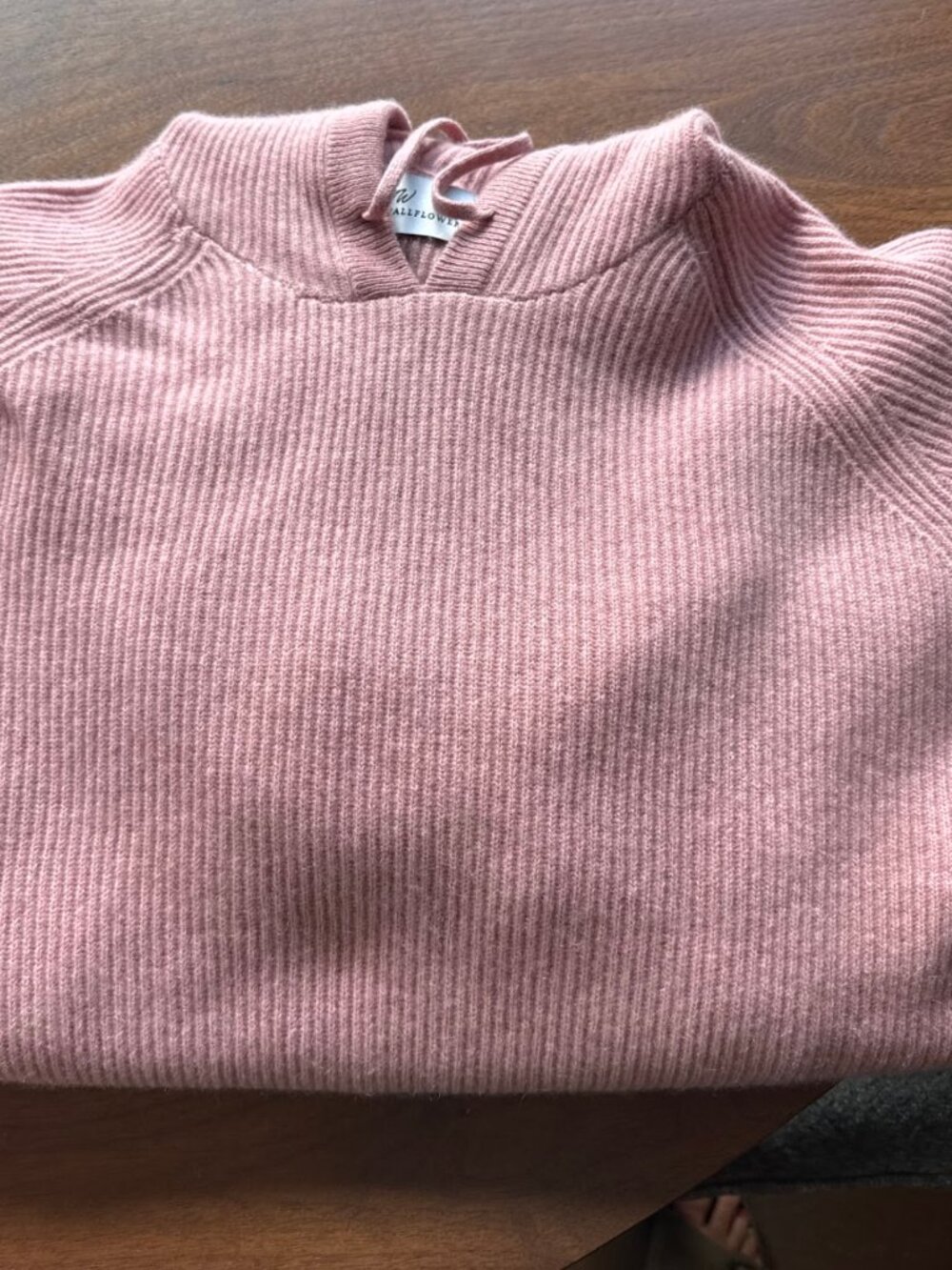 Never A Wallflower - 100% Cashmere Hoodie - Pale Pink - Picture 2 of 4